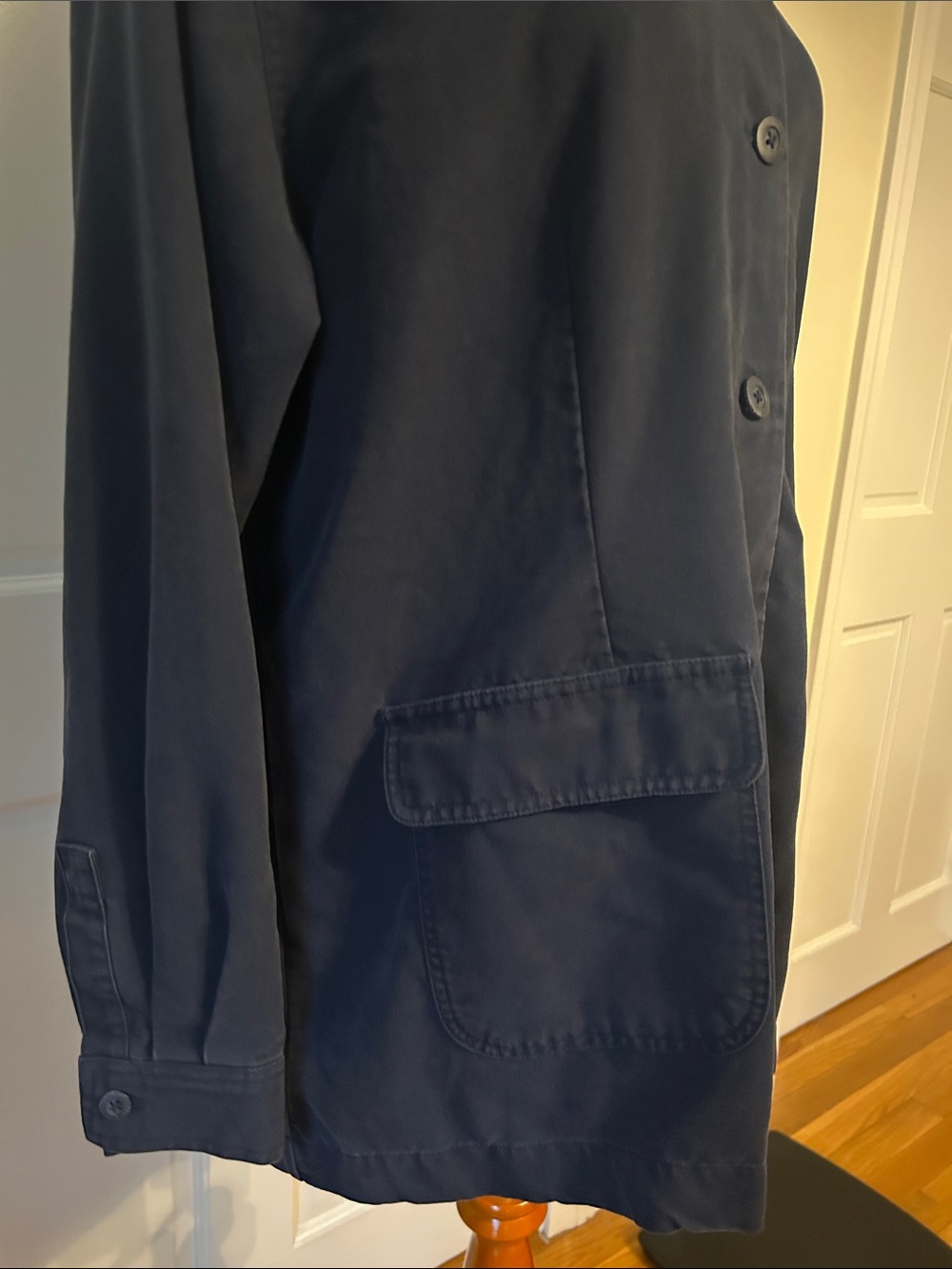 LL Bean Classic Women's Navy Button-Up oversized Jacket Tencel/ Cotton blend - Picture 5 of 9